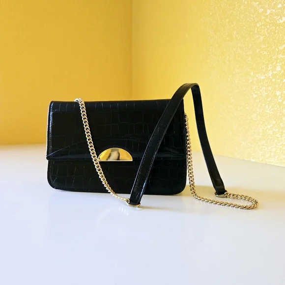 Mango MNG Crossbody Crocodile Animal Print Effect Chain Magnetic Closure Bag - Picture 2 of 14